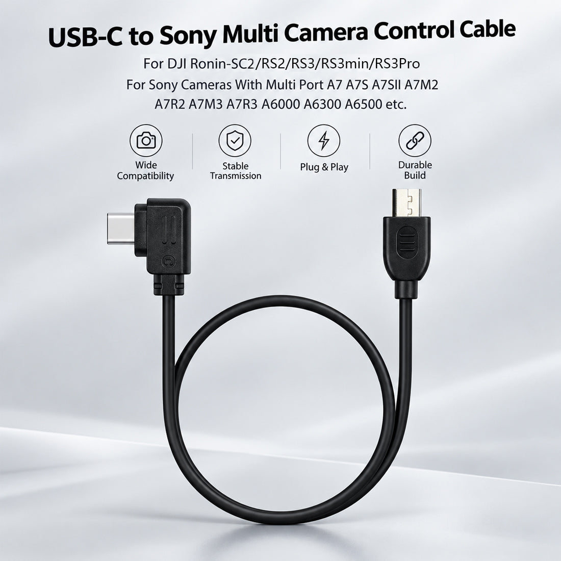 For DJI Ronin SC2/RS2/RS3/RS3min/RS3Pro Stabilizer Sony Camera Control Cable USB-C to Sony Camera Multi USB Port For Sony A7 A7S A7SII A7M2 A7R2 A7M3 A7R3 A6000 A6300 A6500 etc. dji base TOPCINE