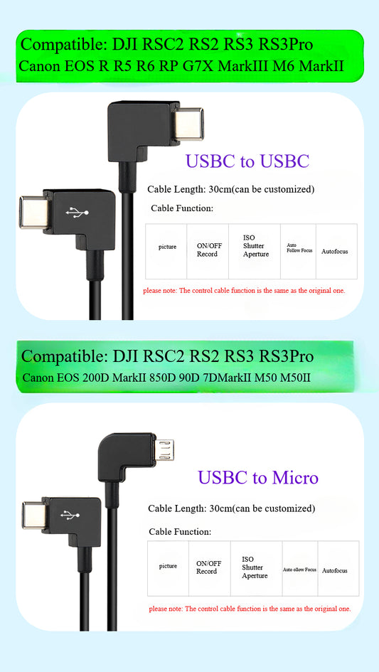 DJI RS2 RS3 RS4 Camera Control Cable for Canon R5 R6 M6II 850D 90D M50II Cameras camera controlling cable TOPCINE