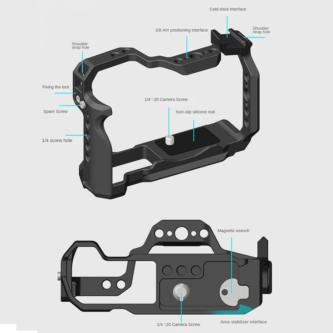Canon R50 R100 Camera Cage with Cold Shoe Arca Base camera cage TOPCINE