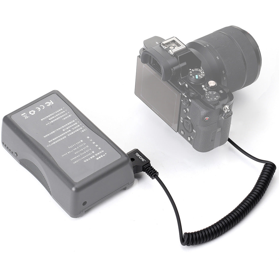 D-Tap to NP-FZ100 Dummy Battery Coiled Power Cable Cord Adapter Compatible for Sony Alpha 1 Alpha A7III A7R III A9 A7R IV Alpha 9 II A9R A9S A7R3 A7S3 FX3 Camera dummy battery TOPCINE