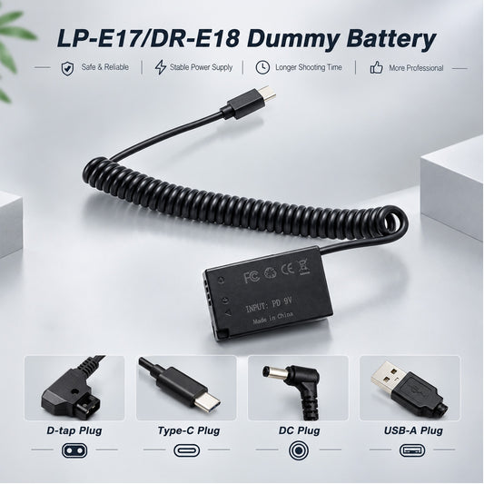 LP-E17 Dummy Battery USBC Power Adapter Cable for Canon EOS Cameras camera dummy battery TOPCINE
