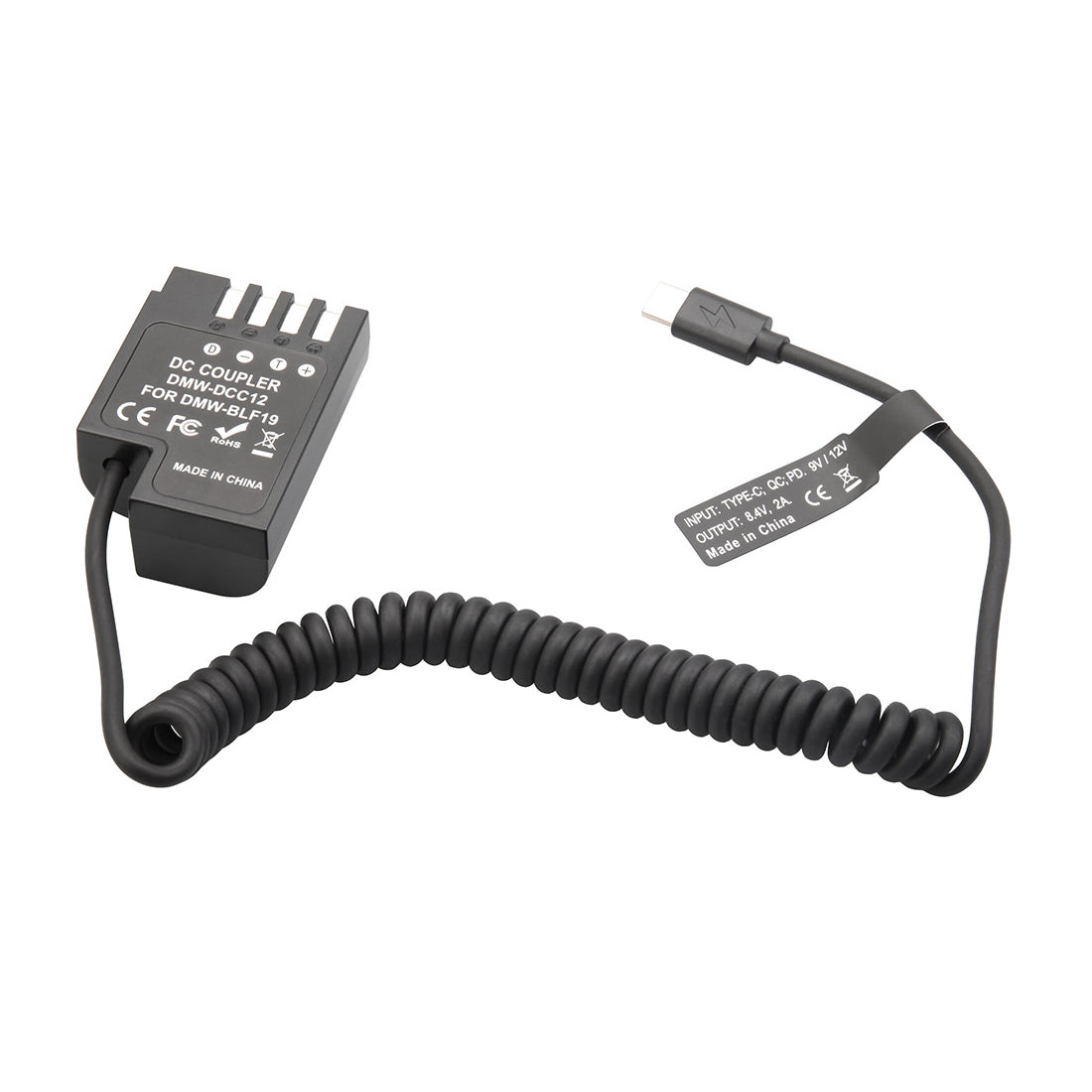 D-Tap to DMW-BLF19 Dummy Battery Adapter Cable For Panasonic DMC GH3 GH4 GH5 GH5S GH6 Cameras dummy battery TOPCINE USB-C Plug