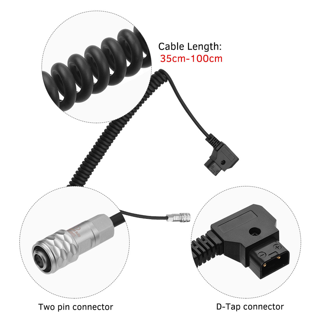Topcine DTap to BMPCC 4K 6K Pro Coiled Power Cable Suitable for Blackmagic Pocket Cinema Camera and Gold Mount V Battery camera cable TOPCINE
