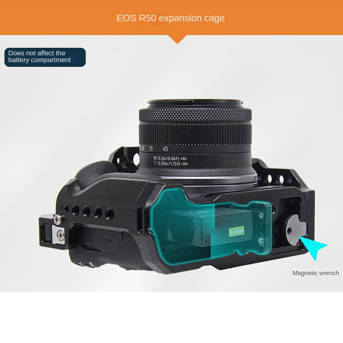 Canon R50 R100 Camera Cage with Cold Shoe Arca Base camera cage TOPCINE