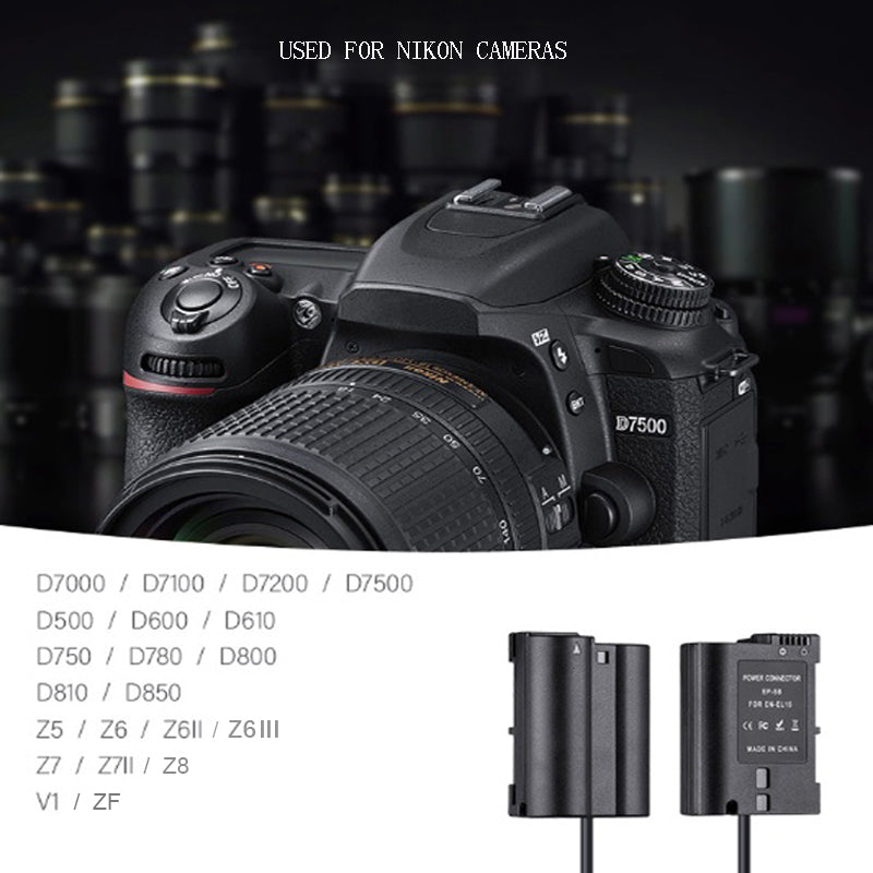 EN-EL15C Dummy Battery for Nikon Cameras | USB-C, D-Tap, DC camera dummy battery TOPCINE