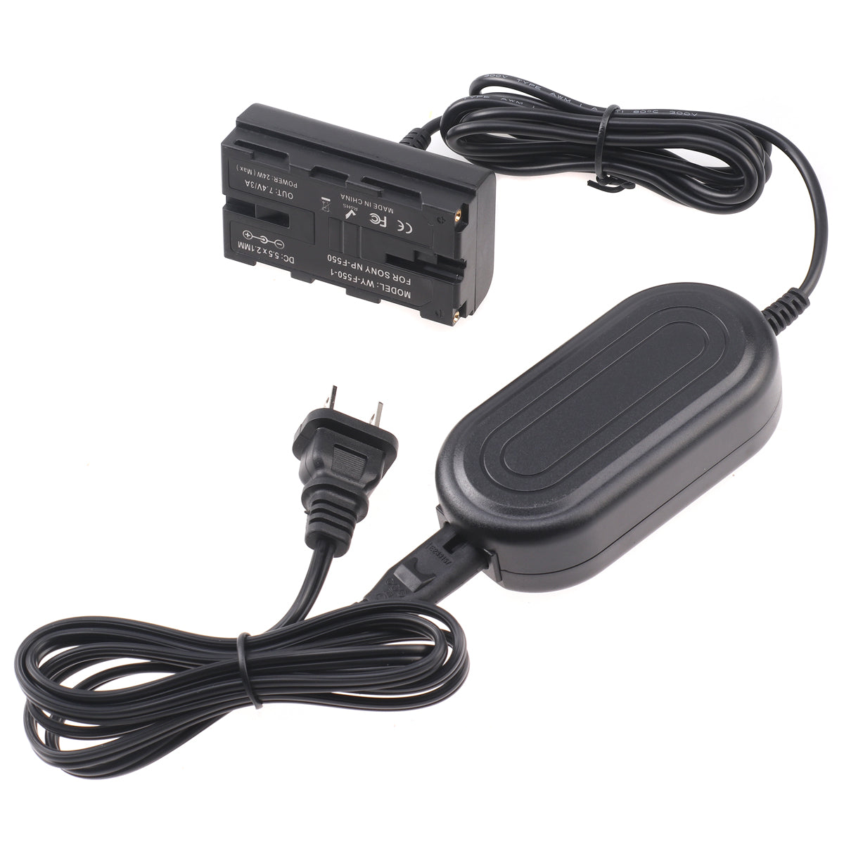 Topcine AC Power Supply Adapter + NP-F550 Dummy Battery Adapter For SONY NP-F770/F750/F550 F570 NP-F970 NP-F960 to Power camera dummy battery TOPCINE
