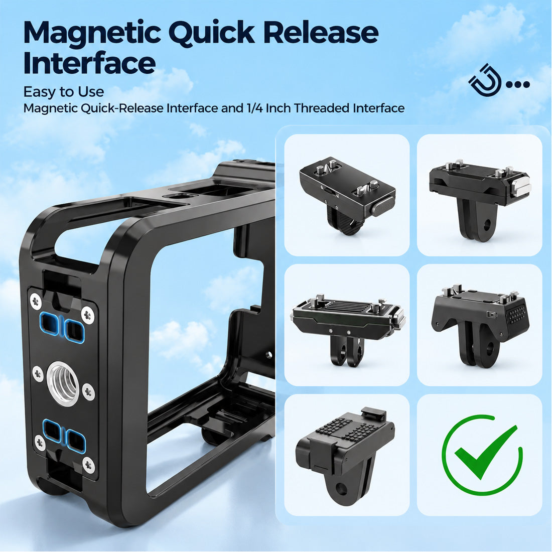 Protective Cage Fit for DJI OSMO 360/360II Action Camera PC Plastic Magnetic Quick Release Action Camera Housing Shell Frame Case
