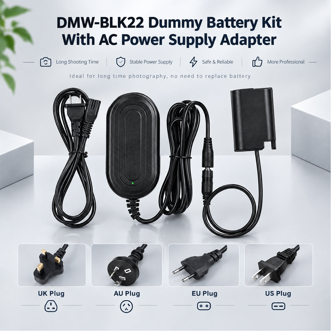 DMW-BLK22 with AC Adapter Power Supply Kit For Panasonic Lumix S5 GH5M2 Camera BLK22 Dummy Battery camera dummy battery TOPCINE