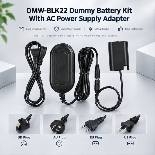 DMW-BLK22 with AC Adapter Power Supply Kit For Panasonic Lumix S5 GH5M2 Camera BLK22 Dummy Battery camera dummy battery TOPCINE