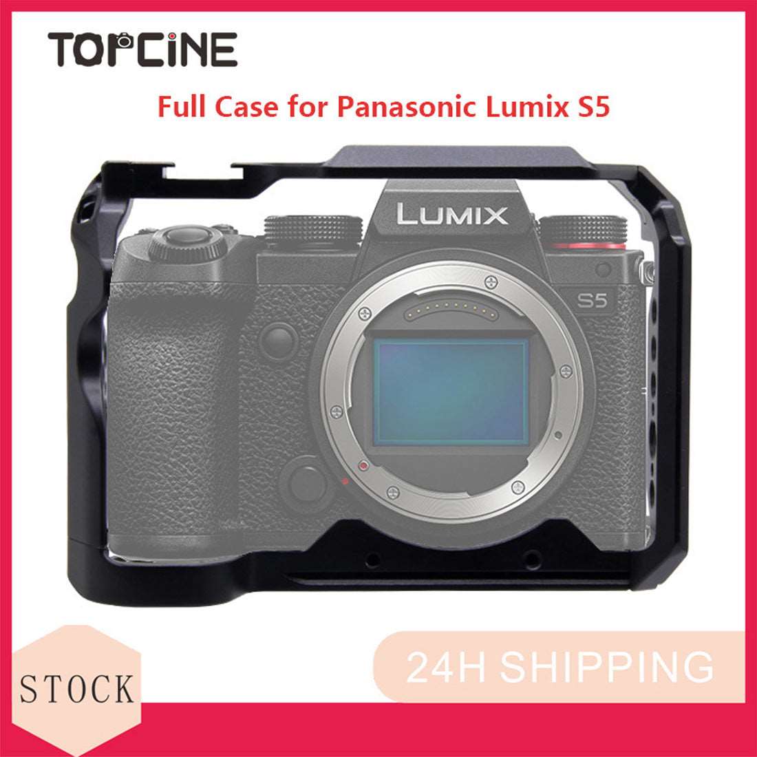 Full Camera Cage Kit for Panasonic LUMIX S5 Camera, Aluminum Alloy S5 Camera Cage with Cold Shoe Mount for Microphone and Light Camera Cages TOPCINE   