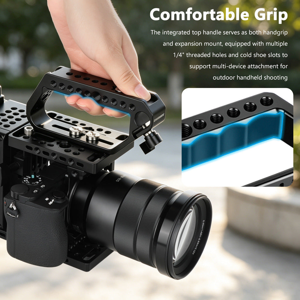 Universal Camera Expansion Module with Height Adjustable,  Integrated V-mount Battery Plate,  Four D-Tap Output Ports, Cold Shoe and 1/4 3/8" Threaded Holes for FX3/FX30/ZV-E1/A7M4/A7S3/S5M2/S5M2X/R5C and More
