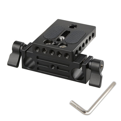 camera baseplate with 15mm rod clamp and wrench