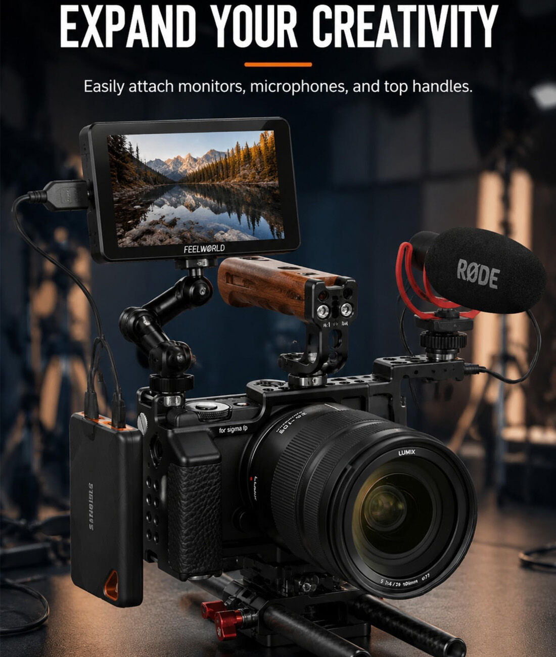 FPL Camera Cage for Sigma FP FPL with Arca-Swiss Quick Release Base, Cold Shoe Mount camera cage Topcine Official Store