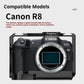 RP Cage for Canon EOS R8/RP Camera Cage with Double Cold Shoe Multiple 1/4 3/8 Threaded Holes for LED Monitor Microphone Vlogging