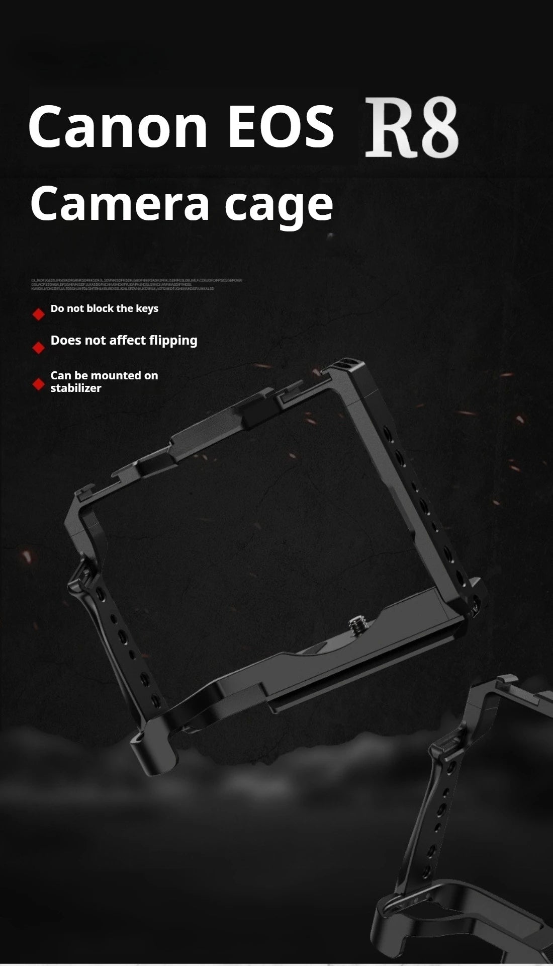 RP Cage for Canon EOS R8/RP Camera Cage with Double Cold Shoe Multiple 1/4 3/8 Threaded Holes for LED Monitor Microphone Vlogging