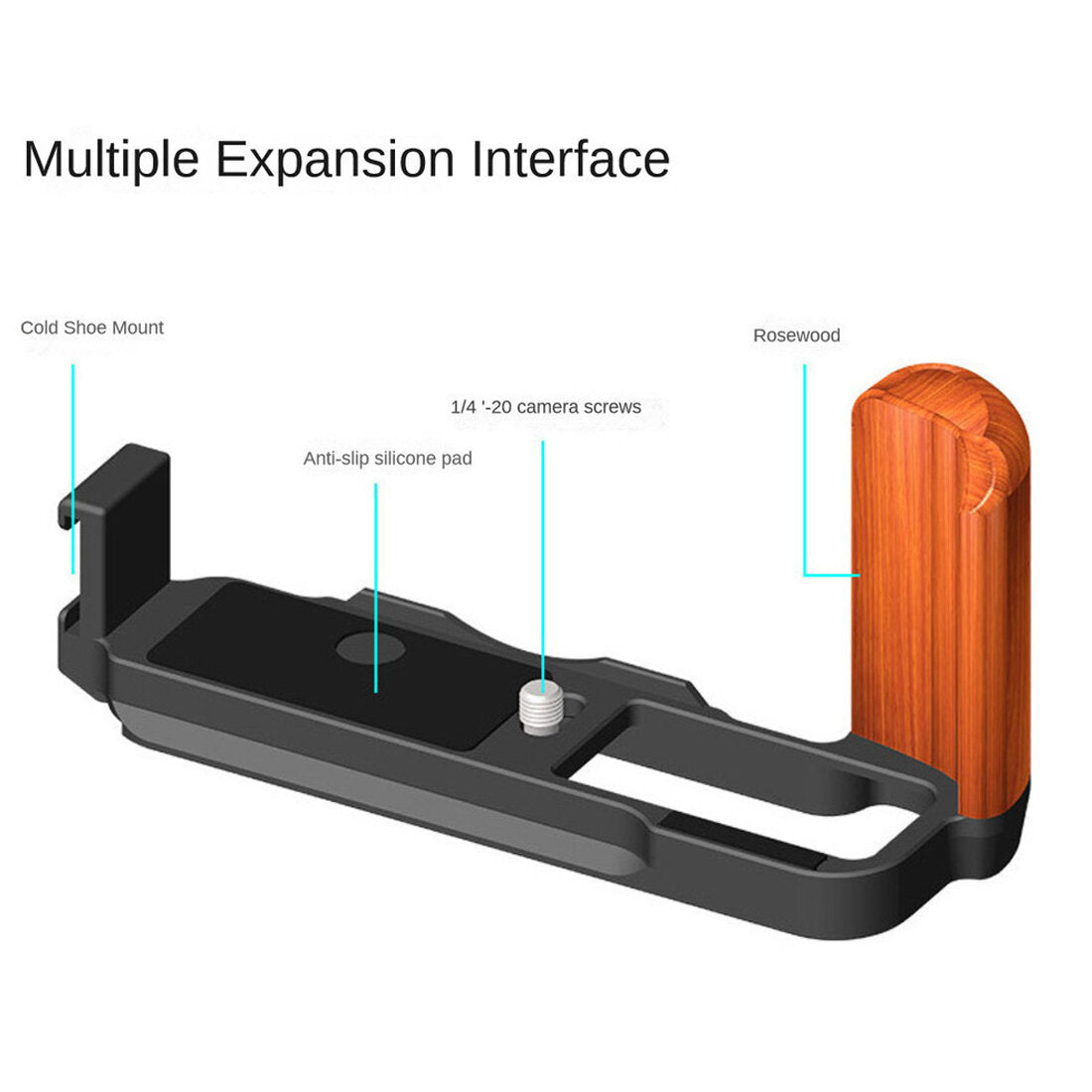 X100VI/X100V Handgrip L Plate Bracke, with Wooden Grip for Fujifilm X100VI/X100V Camera TOPCINE