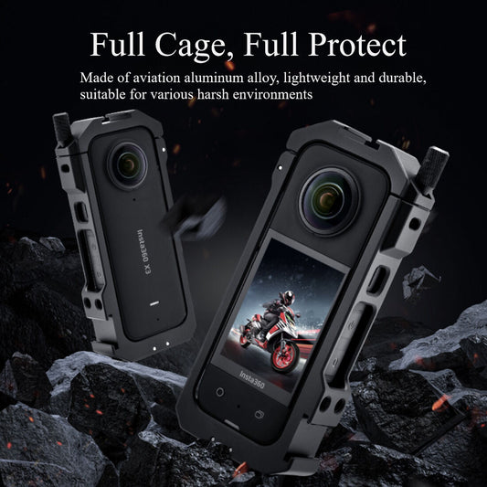 Metal Protective Cage for Insta 360 X3/X4/X5/X6 series Accessories, Aluminum Frame Cage With double Cold Shoes camera cage TOPCINE