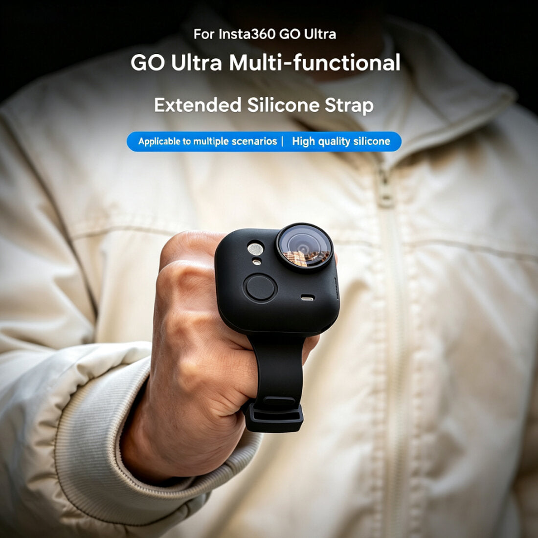 Wrist Strap Mount for Insta360 Go Ultra | Silicone Cover for Insta360 Go Ultra | Expansion Band Strap Silicone Mount Wrist Backpack Holder TOPCINE