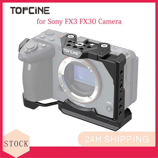 Topcine Camera Cage for Sony FX30 FX3 DSLR Camera Protective Cage with 1/4 Holes Cold Shoe Mount camera cage TOPCINE