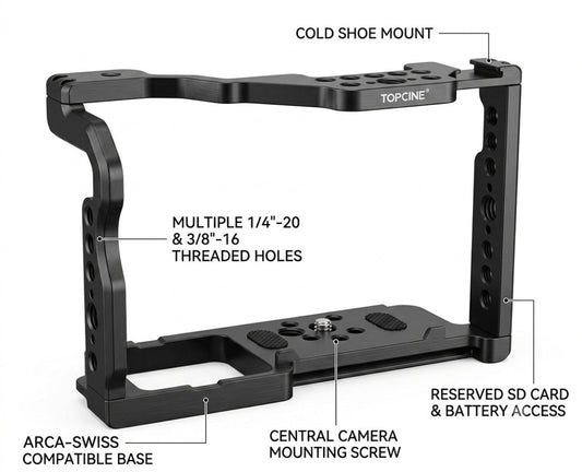 Panasonic GH5 GH5II GH5S Camera Cage Kit with Cold Shoe Mount Aluminum Alloy Rig TOPCINE