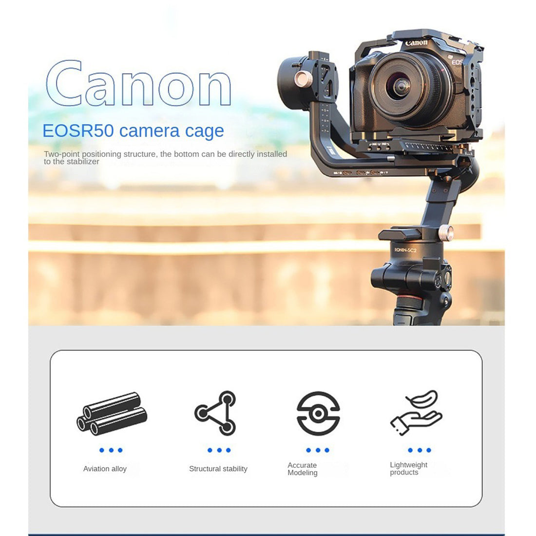 Canon R50 R100 Camera Cage with Cold Shoe Arca Base camera cage TOPCINE