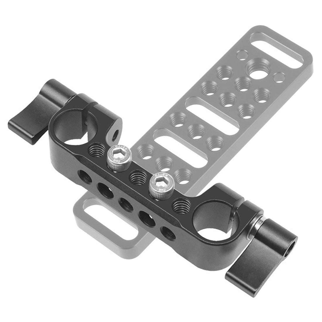 15mm Double Hole Pipe Clamp Rail Connector SLR Camera Parallel Dual-Hole Multi-Function Pipe Clamp for DSLR Camera Rig TOPCINE