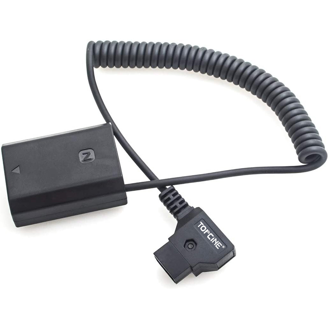 D-Tap to NP-FZ100 Dummy Battery Coiled Power Cable Cord Adapter Compatible for Sony Alpha 1 Alpha A7III A7R III A9 A7R IV Alpha 9 II A9R A9S A7R3 A7S3 FX3 Camera dummy battery TOPCINE D-Tap Plug