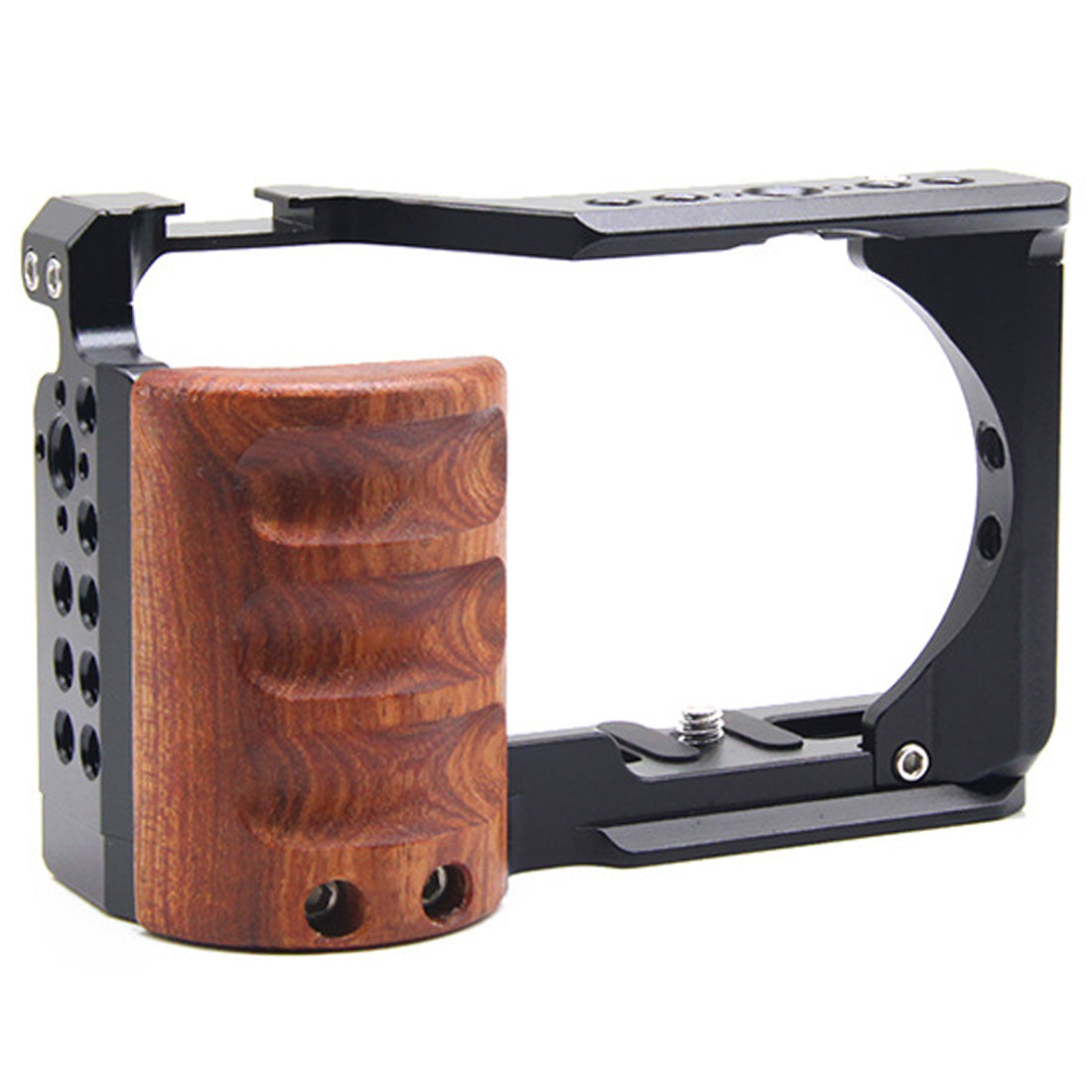 ZVE10 Camera Cage with Wooden Handgrip for Sony Alpha ZV-E10 Camera Rig Camera Cages TOPCINE zve10 cage with side grip