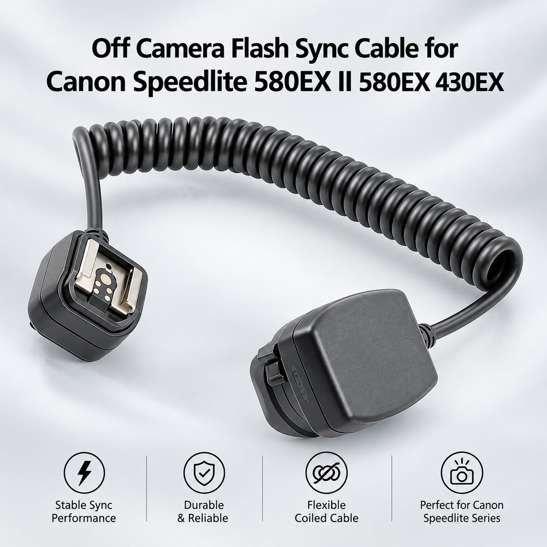 Off Camera Flash Sync Cable for Canon Speedlite 580EX II 580EX 430EX camera cable Topcine Official Store
