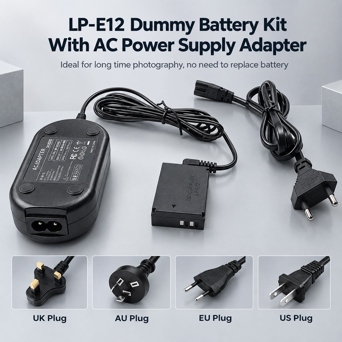 LP-E12 Dummy Battery AC Power Adapter Kit for Canon EOS M50 M200 camera dummy battery TOPCINE