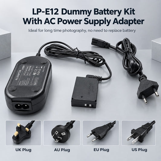 LP-E12 Dummy Battery AC Power Adapter Kit for Canon EOS M50 M200 camera dummy battery TOPCINE