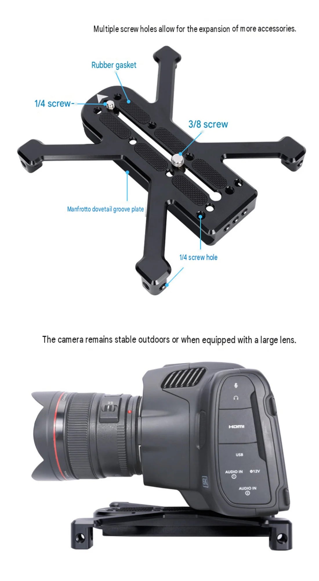 Camera Stabilizing Plate for Manfrotto Quick Release Plate with 4 Claw Topcine Official Store