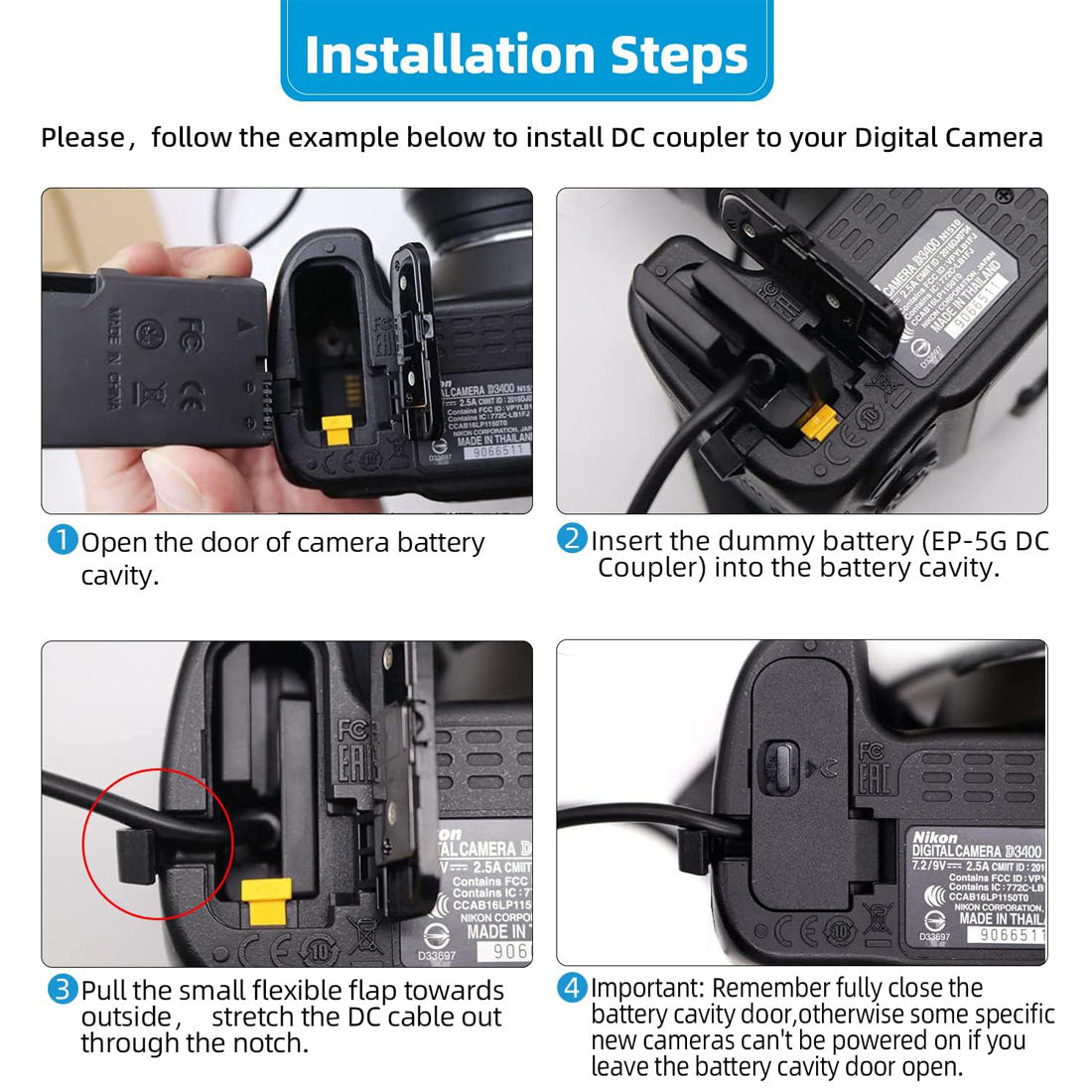 EN-EL25 Dummy Battery AC Power Adapter Kit for Nikon Zfc Z30 Z50 TOPCINE