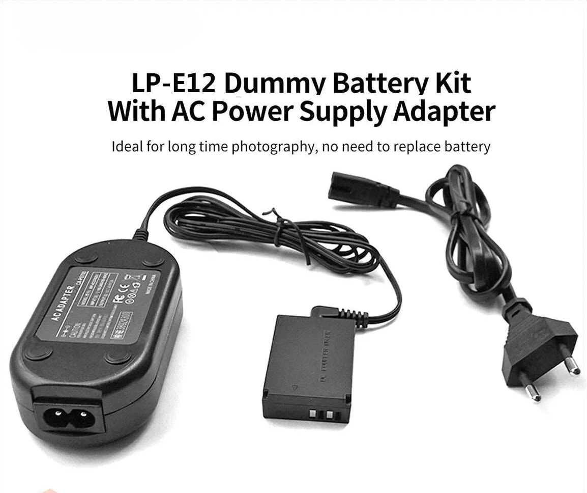 LP-E12 Dummy Battery AC Power Adapter Kit for Canon EOS M50 M200 TOPCINE