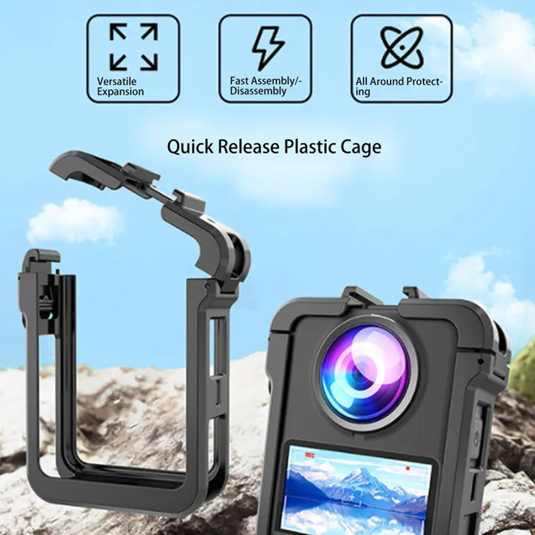 Protective Cage Fit for DJI OSMO 360/360II Action Camera PC Plastic Magnetic Quick Release Action Camera Housing Shell Frame Case