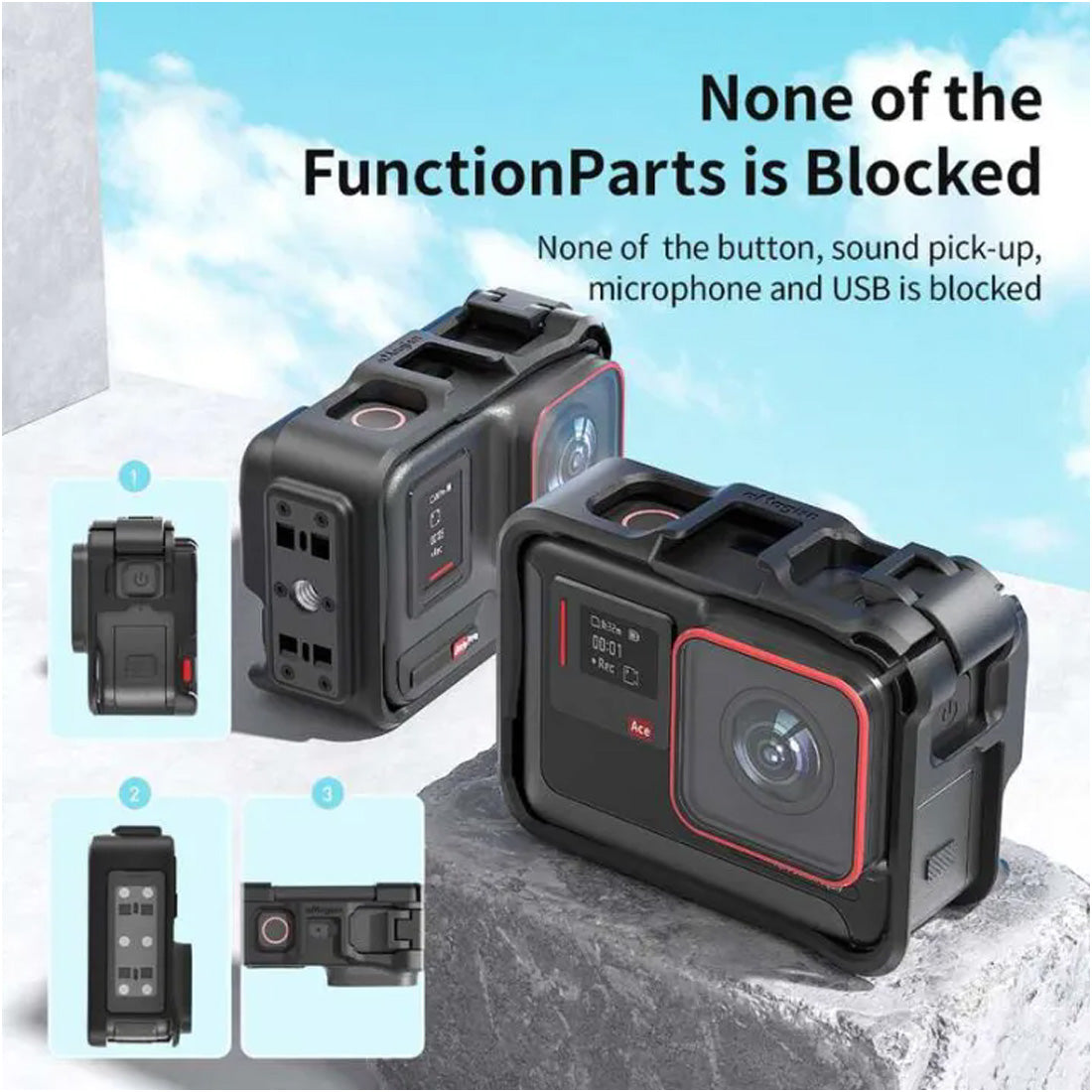 Protective Frame Expansion ABS Cage Case Action Housing Shell for Insta360 Ace/Ace Pro