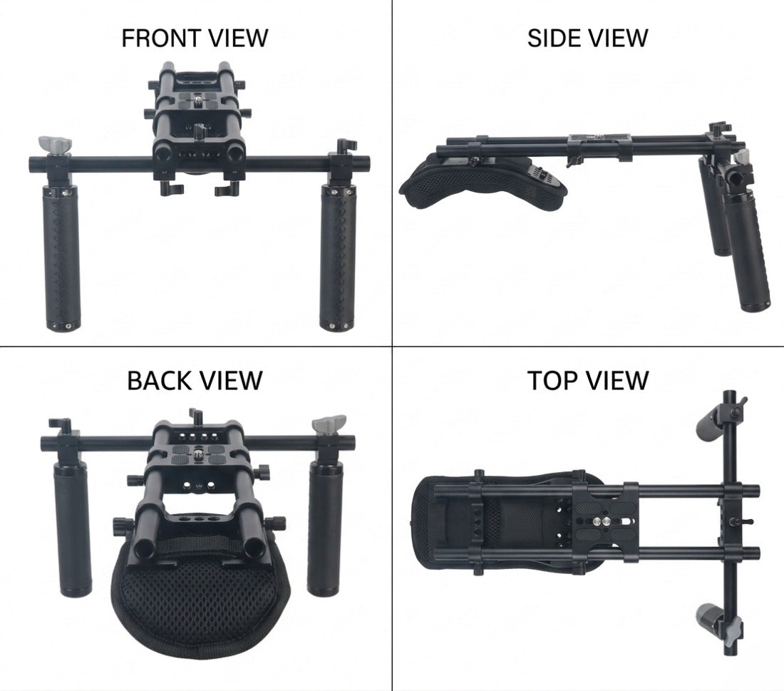Professional Shoulder Rig Support Kit for Most DSLR Video Cameras Handheld Shoulder Mount Support Video Camera Anti-shake Stabilizer Kit for Vlogging Filmmaking Social Media Content Creation Outdoor Shooting