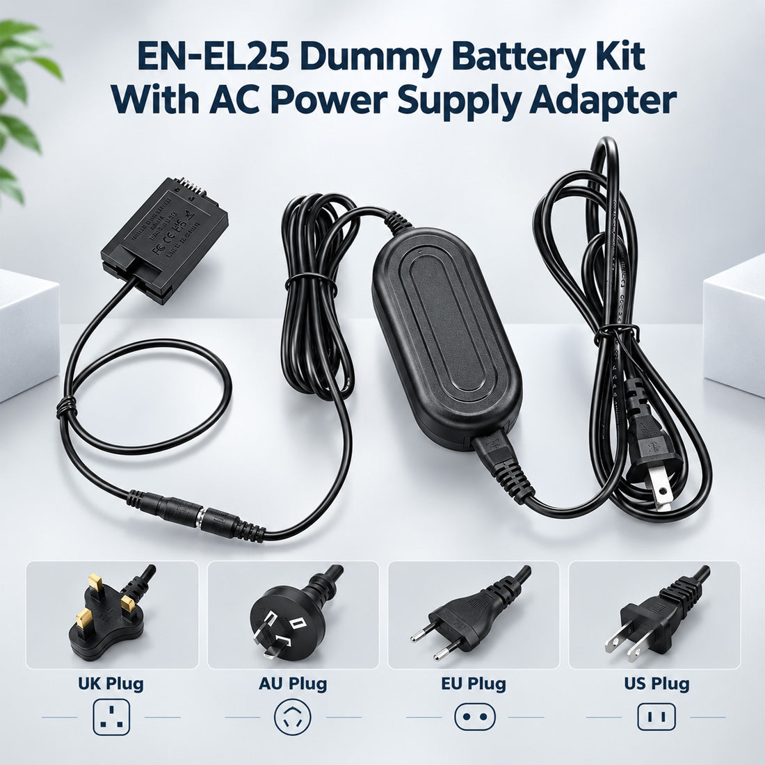 EN-EL25 Dummy Battery AC Power Adapter Kit for Nikon Zfc Z30 Z50 TOPCINE