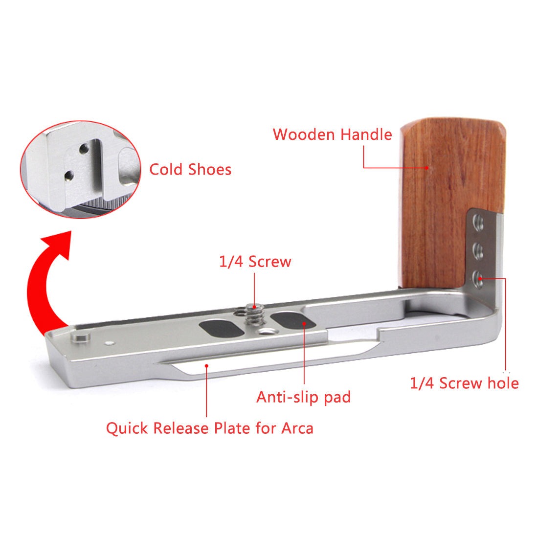 Wooden L Grip Camera Cage for Nikon ZFC Camera with Cold Shoe Mount camera L plate TOPCINE
