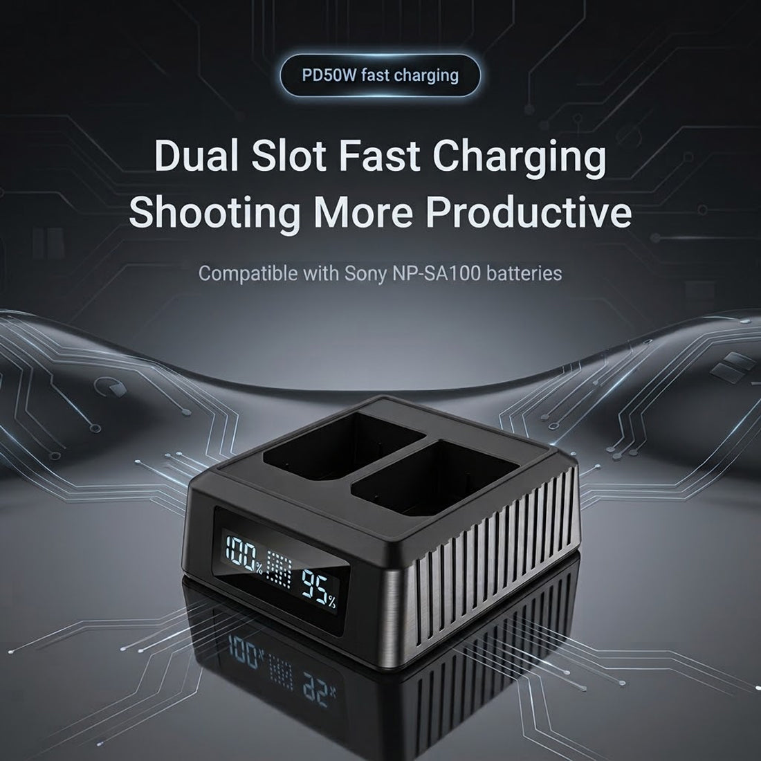 Dual Slot PD 50W Fast Battery Charger for Sony A7RVI FX5 Sony NP-SA100 camera battery charger Topcine Official Store