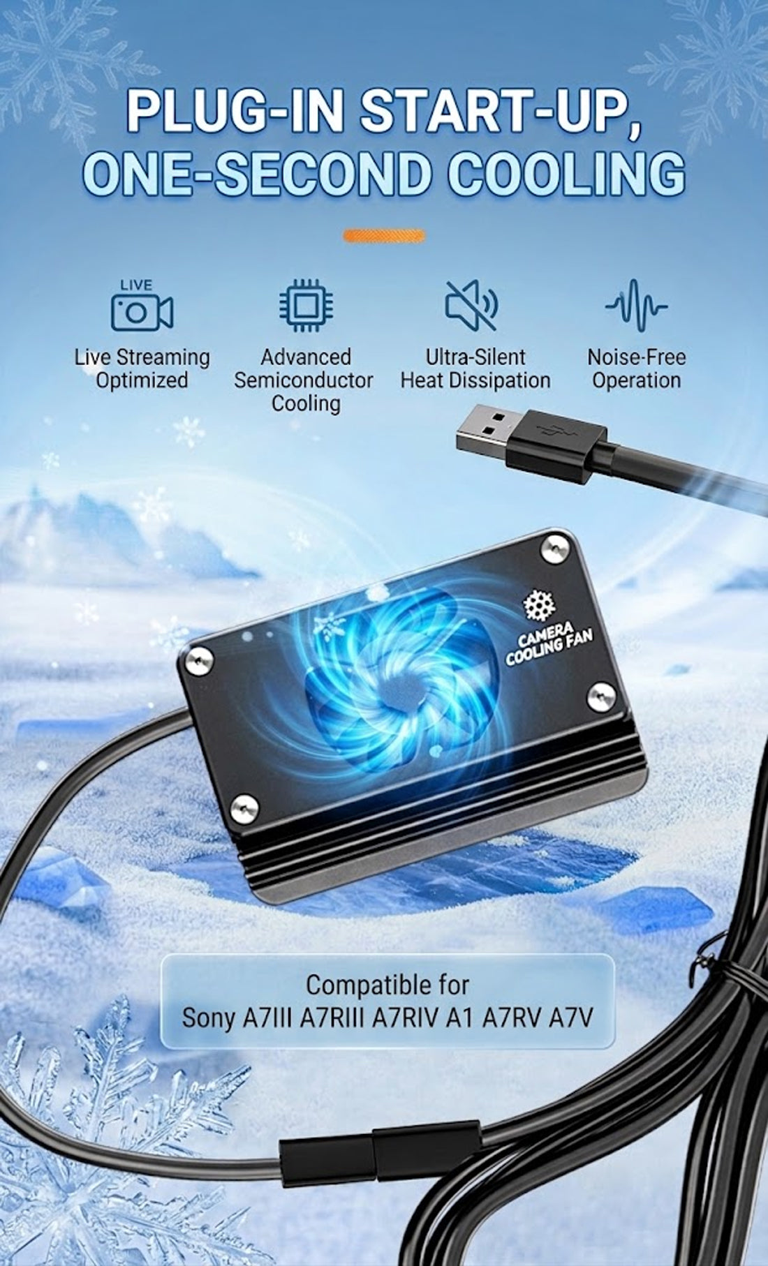 Camera Cooling Fan for Sony A7V A7RV A7M3 A7R3 A7R4 A7III A7IV A1 Folding Screen Camera Semiconductor Fan OM139 Topcine Official Store