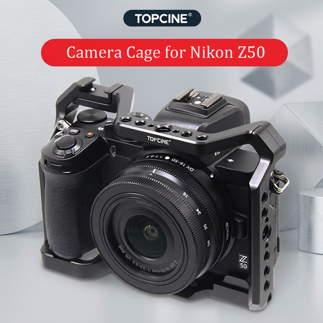 Topcine Z50 Camera Cage for Nikon Z50 Camera with 3/8“ Arri Locating and Cold Shoe Mount Extension for Microphone/ Light camera cage TOPCINE