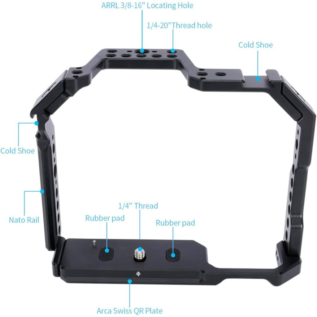 Camera Cage for Canon EOS 6D 6DII Mark II with NATO Rail Cold Shoe Quick Release Plate for Arca-Swiss Tpye