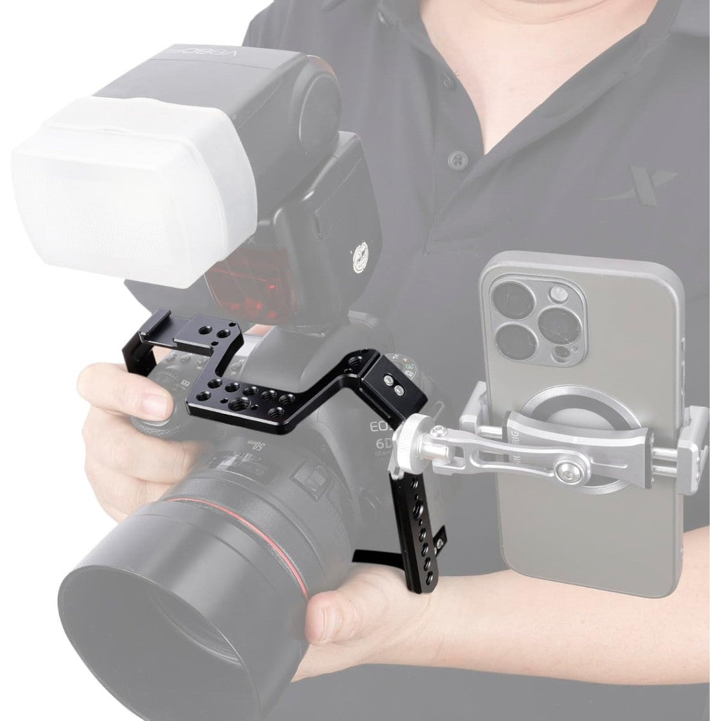 Camera Cage for Canon EOS 6D 6DII Mark II with NATO Rail Cold Shoe Quick Release Plate for Arca-Swiss Tpye