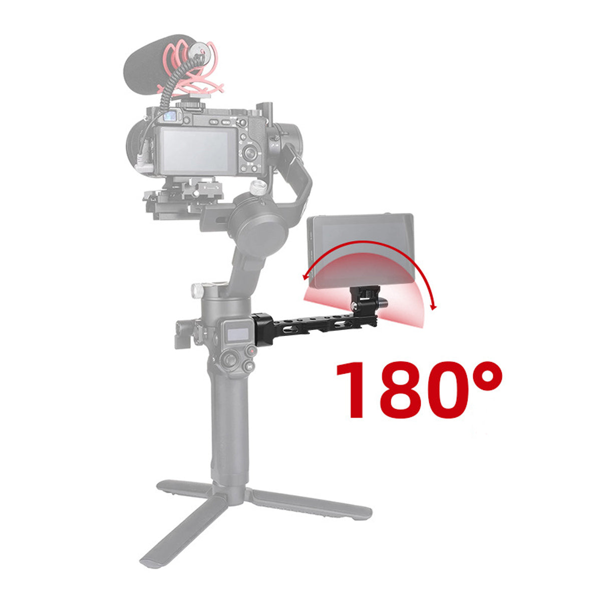TOPCINE Adjustable Gimbal Monitor Mount with NATO Clamp for DJI RS2 / RSC2,Camera Monitor Mount With Dual Cold Shoes  TOPCINE   