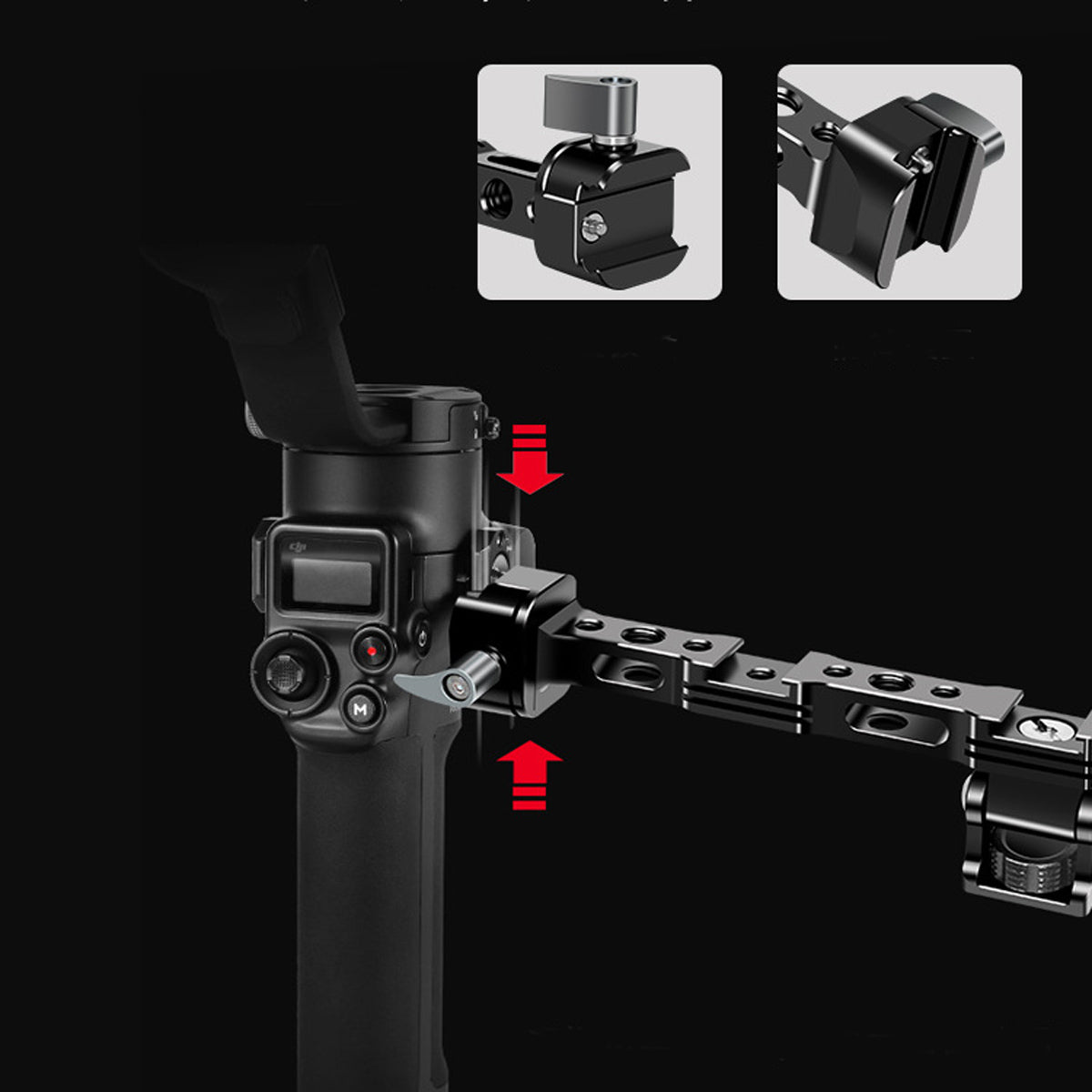 TOPCINE Adjustable Gimbal Monitor Mount with NATO Clamp for DJI RS2 / RSC2,Camera Monitor Mount With Dual Cold Shoes  TOPCINE   